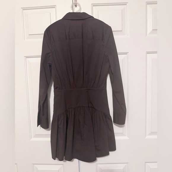 STAUD Rocco Bottom Chocolate Long Sleeve Mini Dress Size 8 - Picture 6 of 12